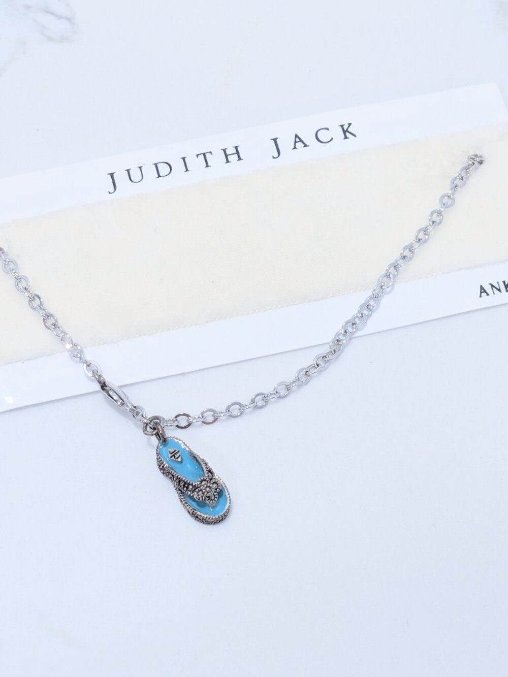 Judith Jack Sterling Silver Beach Flip Flop Anklet